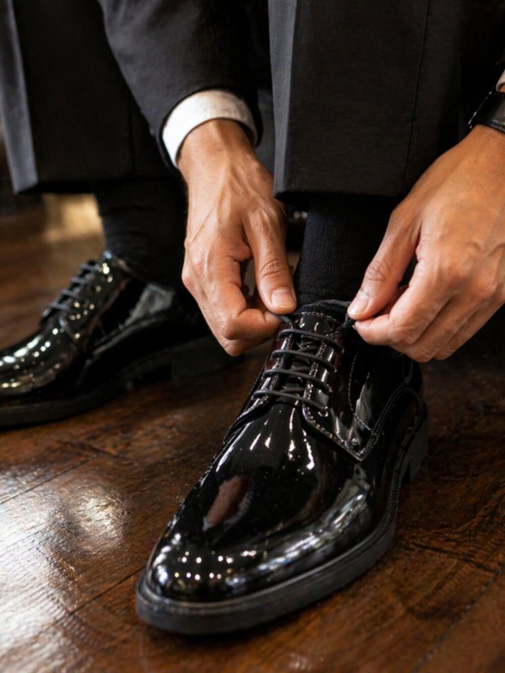 Hugo Boss Patent Leather Derby Dress Shoes Mens Size 7 Black Formal New w/ Box